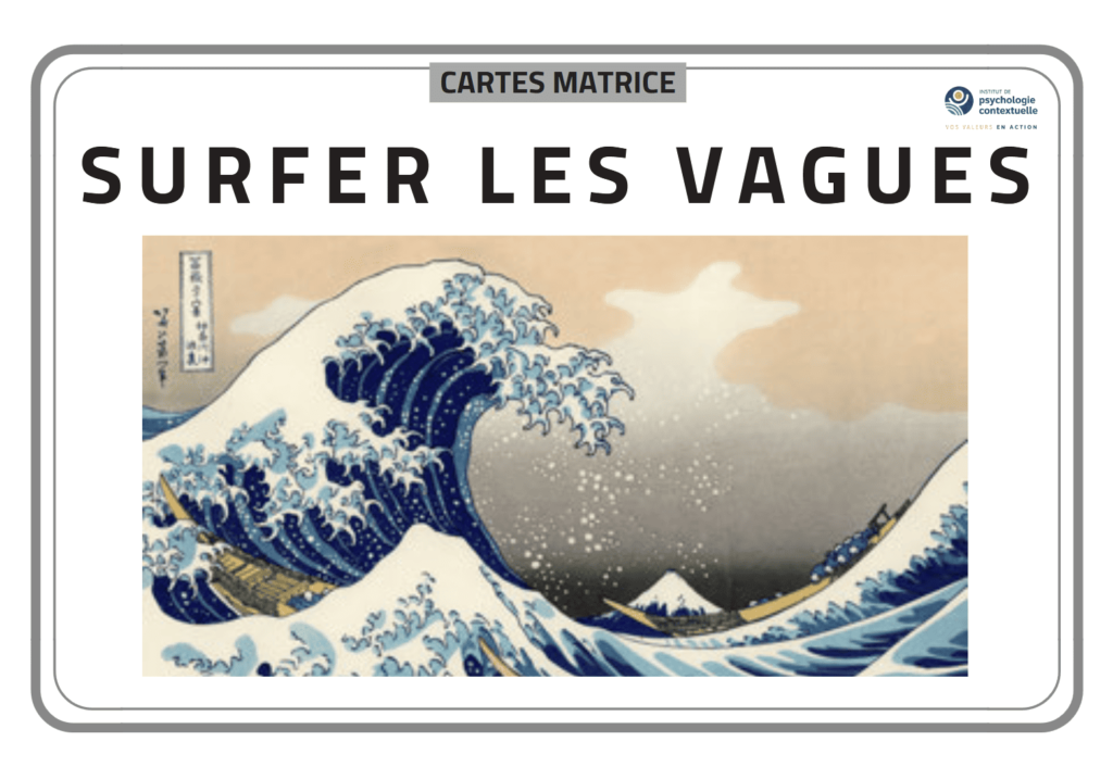 Cartes matrice surfer les vagues. Reproduction de l'estampe La Grande Vague de Kanagawa de Hokusai